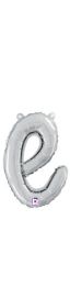 14 inch Betalllic Silver Script Letter e Foil Balloon - Pkg - AIR FILL ONLY