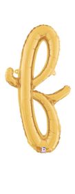 14 inch Betalllic Gold Script Letter f Foil Balloon - Pkg - AIR FILL ONLY