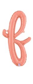 14 inch Betalllic Rose Gold Script Letter f Foil Balloon - Pkg - AIR FILL ONLY