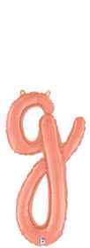 14 inch Betalllic Rose Gold Script Letter g Foil Balloon - Pkg - AIR FILL ONLY