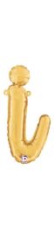 14 inch Betalllic Gold Script Letter i Foil Balloon - Pkg - AIR FILL ONLY