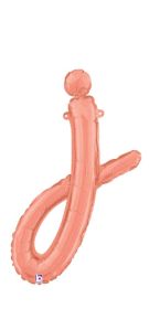 14 inch Betalllic Rose Gold Script Letter j Foil Balloon - Pkg - AIR FILL ONLY