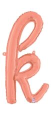 14 inch Betalllic Rose Gold Script Letter k Foil Balloon - Pkg - AIR FILL ONLY