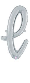 14 inch Betalllic Silver Script Letter l Foil Balloon - Pkg - AIR FILL ONLY