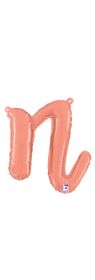 14 inch Betalllic Rose Gold Script Letter n Foil Balloon - Pkg - AIR FILL ONLY