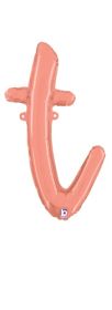 14 inch Betalllic Rose Gold Script Letter t Foil Balloon - Pkg - AIR FILL ONLY