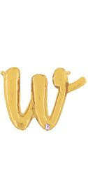 14 inch Betalllic Gold Script Letter w Foil Balloon - Pkg - AIR FILL ONLY