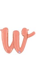 14 inch Betalllic Rose Gold Script Letter w Foil Balloon - Pkg - AIR FILL ONLY