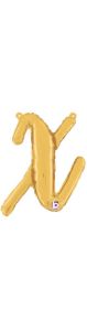 14 inch Betalllic Gold Script Letter x Foil Balloon - Pkg - AIR FILL ONLY