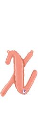 14 inch Betalllic Rose Gold Script Letter x Foil Balloon - Pkg - AIR FILL ONLY
