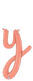 14 inch Betalllic Rose Gold Script Letter y Foil Balloon - Pkg - AIR FILL ONLY