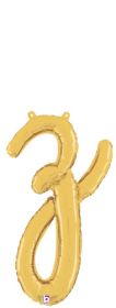 14 inch Betalllic Gold Script Letter z Foil Balloon - Pkg - AIR FILL ONLY