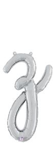 14 inch Betalllic Silver Script Letter z Foil Balloon - Pkg - AIR FILL ONLY