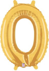 14 inch Betalllic Gold Number 0 Foil Balloon - Pkg - AIR FILL ONLY