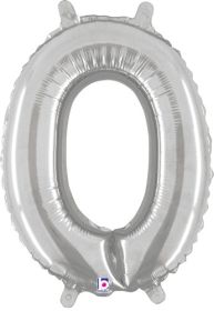 14 inch Betalllic Silver Number 0 Foil Balloon - Pkg - AIR FILL ONLY