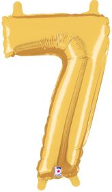 14 inch Betalllic Gold Number 7 Foil Balloon - Pkg - AIR FILL ONLY