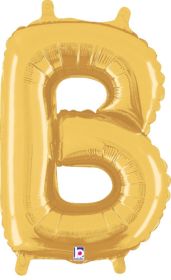 14 inch Betalllic Gold Letter B Foil Balloon - Pkg - AIR FILL ONLY