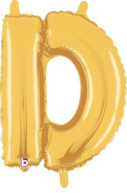 14 inch Betalllic Gold Letter D Foil Balloon - Pkg - AIR FILL ONLY