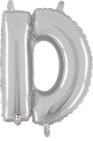 14 inch Betalllic Silver Letter D Foil Balloon - Pkg - AIR FILL ONLY