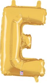 14 inch Betalllic Gold Letter E Foil Balloon - Pkg - AIR FILL ONLY