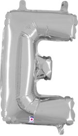 14 inch Betalllic Silver Letter E Foil Balloon - Pkg - AIR FILL ONLY