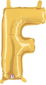 14 inch Betalllic Gold Letter F Foil Balloon - Pkg - AIR FILL ONLY