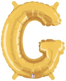 14 inch Betalllic Gold Letter G Foil Balloon - Pkg - AIR FILL ONLY