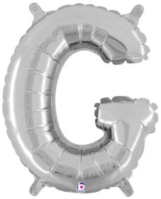 14 inch Betalllic Silver Letter G Foil Balloon - Pkg - AIR FILL ONLY