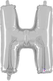 14 inch Betalllic Silver Letter H Foil Balloon - Pkg - AIR FILL ONLY