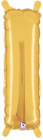 14 inch Betalllic Gold Letter I Foil Balloon - Pkg - AIR FILL ONLY
