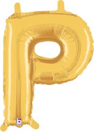 14 inch Betalllic Gold Letter P Foil Balloon - Pkg - AIR FILL ONLY