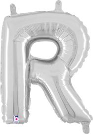 14 inch Betalllic Silver Letter R Foil Balloon - Pkg - AIR FILL ONLY