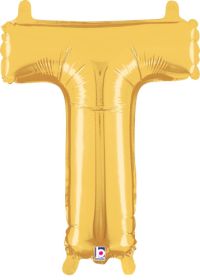 14 inch Betalllic Gold Letter T Foil Balloon - Pkg - AIR FILL ONLY