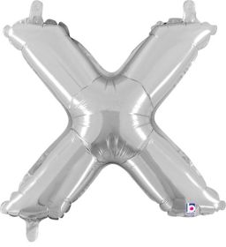 14 inch Betalllic Silver Letter X Foil Balloon - Pkg - AIR FILL ONLY
