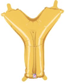 14 inch Betalllic Gold Letter Y Foil Balloon - Pkg - AIR FILL ONLY
