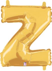 14 inch Betalllic Gold Letter Z Foil Balloon - Pkg - AIR FILL ONLY