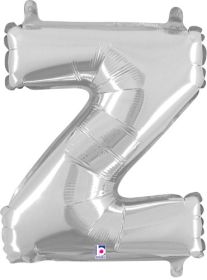 14 inch Betalllic Silver Letter Z Foil Balloon - Pkg - AIR FILL ONLY