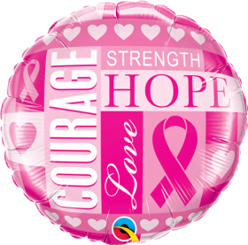 18 inch Qualatex Foil Mylar Breast Cancer Inspirations Round Balloon