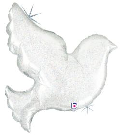 31 inch Betallic Pearl White Dove Shape Foil Balloon - Pkg