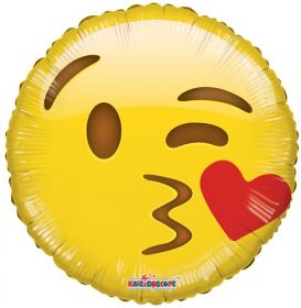 18 inch Kaleidoscope Smiley Kiss Emoticon Foil Circle Balloon - flat