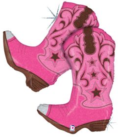 33 inch Betallic Pink Dancing Boots Shape Foil Balloon - Pkg