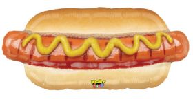 32 inch Betallic Mighty Hotdog Shape Foil Balloon - Pkg