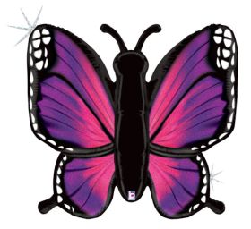 32 inch Betallic Pink Radiant Butterfly Shape Foil Balloon - Pkg
