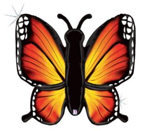 32 inch Betallic Orange Radiant Butterfly Shape Foil Balloon - Pkg