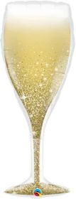 39 inch Qualatex Golden Bubbly Wine Glass Foil Balloon - Packaged
