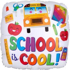 18 inch Anagram School is Cool Square Foil Balloon - Flat