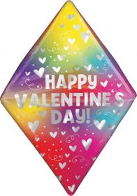 25 inch Anagram Happy Valentine's Day Rainbow Heart Gem Anglez Foil Balloon - Pkg