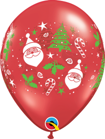 11 inch Qualatex Santa and Christmas Tree Latex Balloon - 50 count