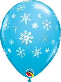 11 inch Qualatex Snowflakes & Sparkles Around Latex Balloon - 50 count