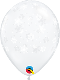 11 inch Qualatex Diamond Clear Snowflakes Around Latex Balloon - 50 count